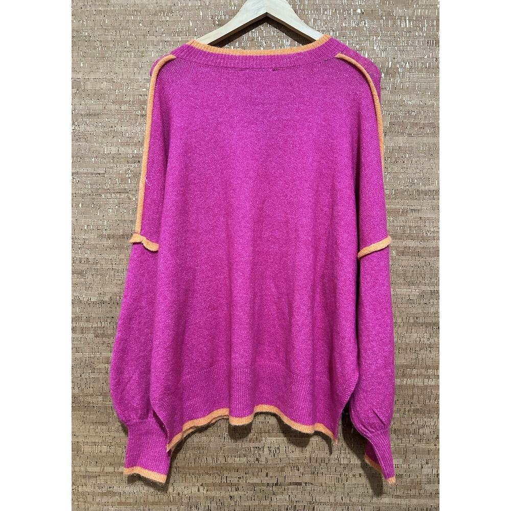 SHE + SKY KNIT Sweater Size Large Pink Orange - Picture 3 of 7